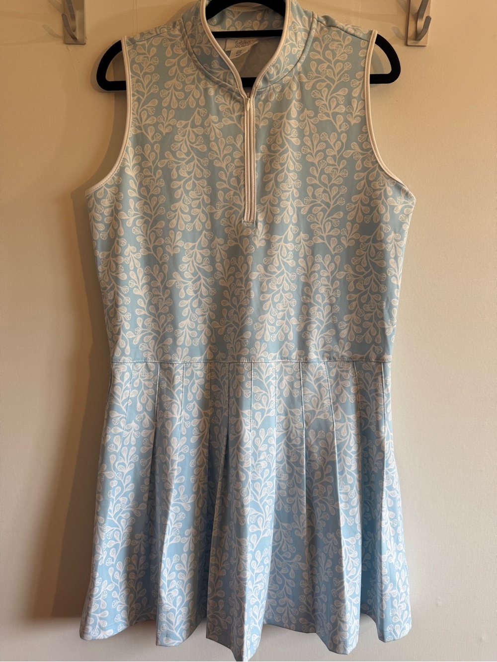 Sigrid Olsen Golf Tennis Blue Floral Sleeveless Zip Golf Dress Size Medium